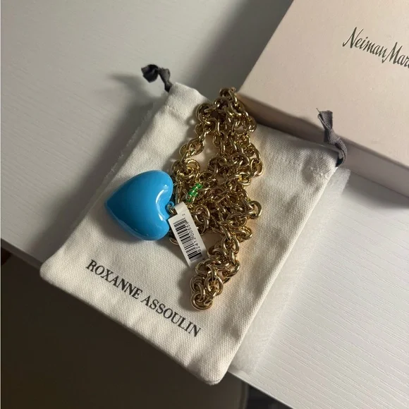 Roxanne Assoulin Gold Necklace with Blue Heart Charm - Picture 3 of 4